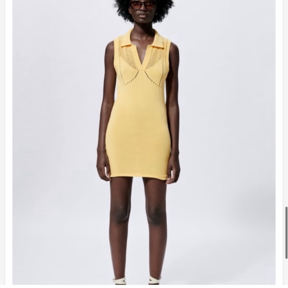 Yellow Sleeveless Knit Dress